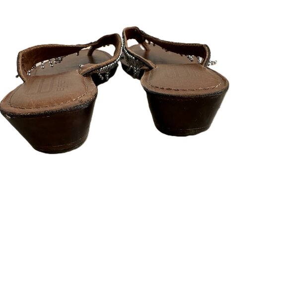 E Ferri Leather Thongs with Silver Beading - Picture 7 of 11